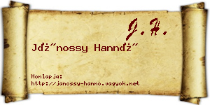 Jánossy Hannó névjegykártya
